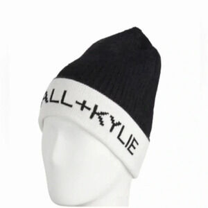 Kendall + Kylie Unisex Black Logo Band Beanie Winter Hat One Size